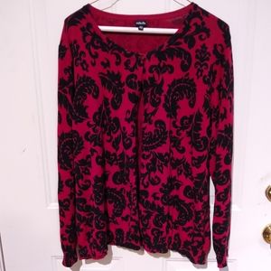 RAFAELLA sz 3X black & red cardigan sweater